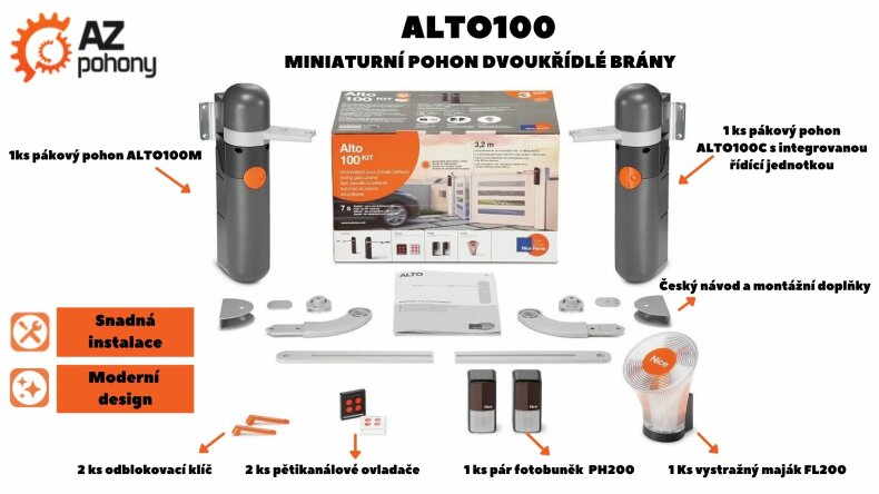 ALTO100 - MINIATURNÍ POHON DVOUKŘÍDLÉ BRÁNY NICEHOME